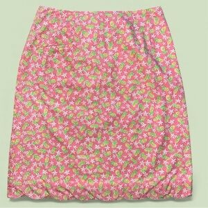 Vintage Lilly Pulitzer Pink Pineapple Party Scalloped Hem Skirt Sz 6 Resort Wear